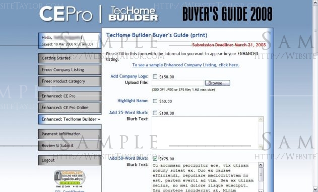 CEPro/TecHome Builder Buyer's Guide: Enhancements Page (March 2008)