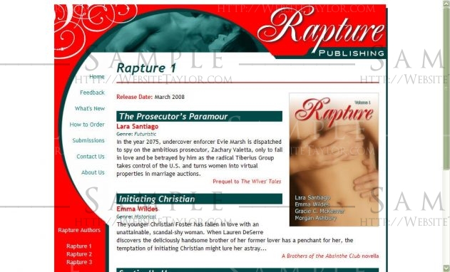 Rapture Publishing: Book Info Page (August 2007)