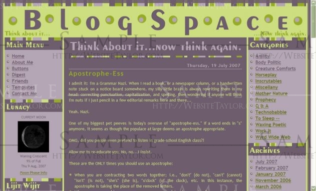 BlogSpace: Main Page (Blog, August 2007)